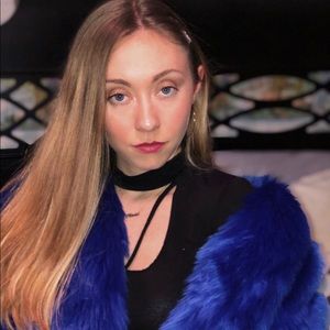 F21 blue faux fur jacket